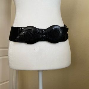 Wide Black bow elastic Belt